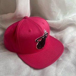 Mitchell & Ness Pink Snapback Hat Bold Logo